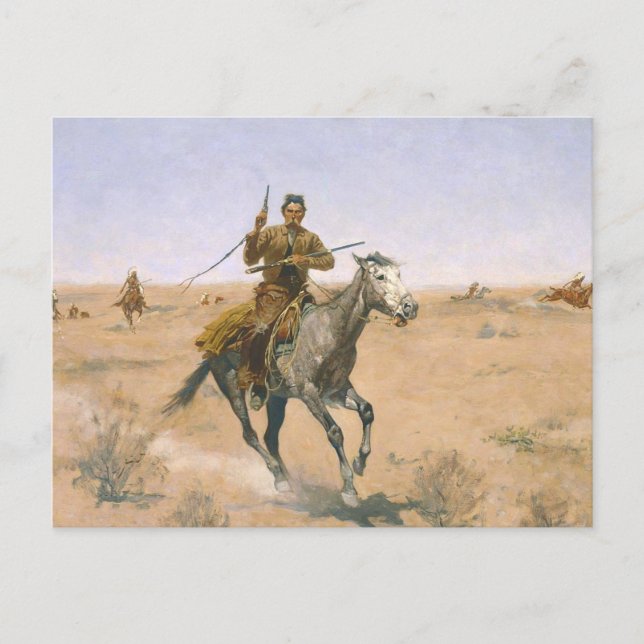 Postal Frederic Remington - El vuelo (Anverso)