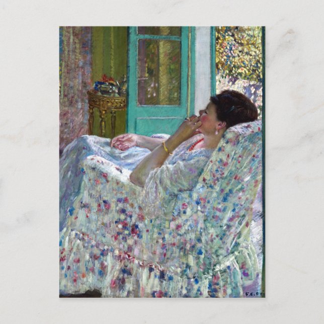 Postal Frederick Carl Frieseke Aternoon Habitación amaril (Anverso)