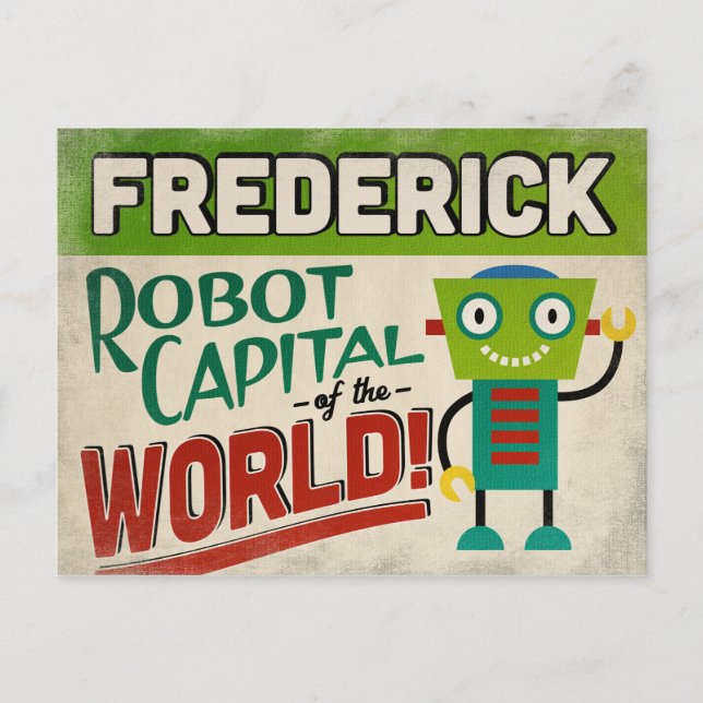 Postal Frederick Maryland Robot - Gracioso Vintage (Anverso)