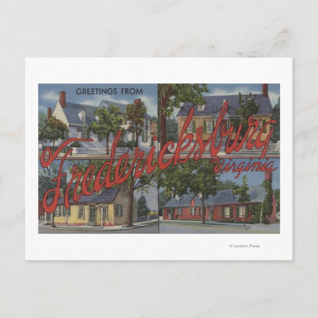 Postal Fredericksburg, Virginia - Escenas de letras grand (Anverso)