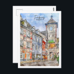Postal Freiburg Germany Travel Place Watercolor<br><div class="desc">Freiburg Alemania Famous Travel Place Watercolor Sketch</div>