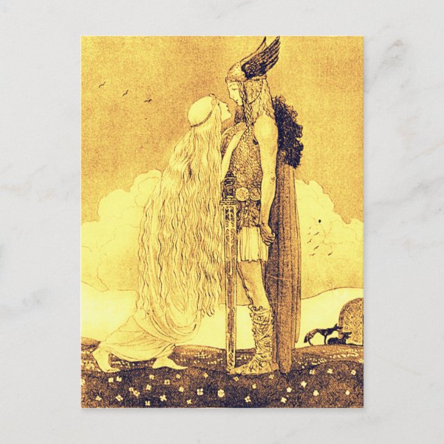 Postal Freja y Svipdag por John Bauer (Anverso)