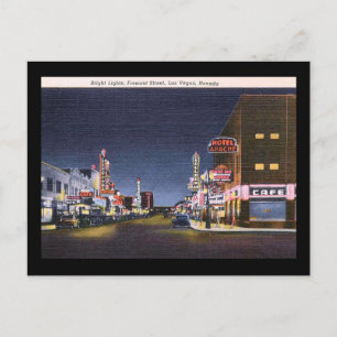 Postal Fremont St. por la noche, Las Vegas, NV Vintage