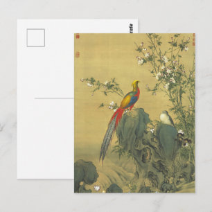 Postal Frenantes dorados en primavera, arte chino antiguo