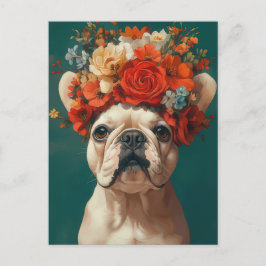 Postal French Bulldog Acuarela Floral