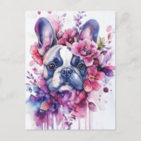 French Bulldog Acuarela Floral 