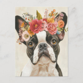 Postal French Bulldog Acuarela Floral
