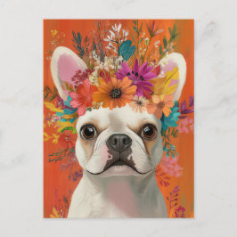 Postal French Bulldog Acuarela Floral