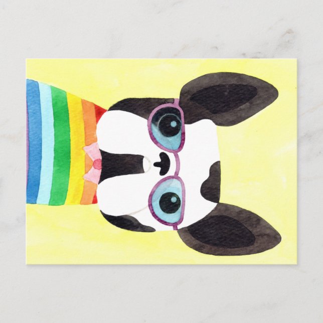 Postal French Bulldog in Rainbow T-shirt (Anverso)