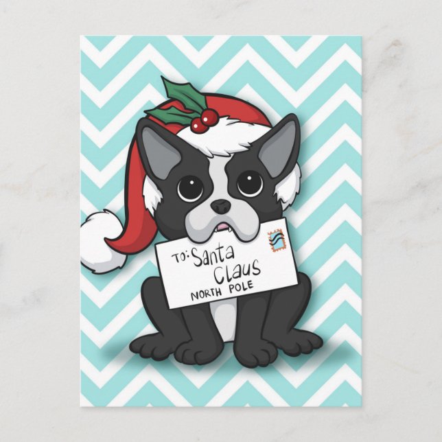 Postal French bulldog Santa Claus Holiday (Anverso)