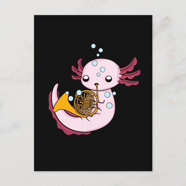 Postal French Horn Gift Kids Axolotl Big Band French Horn (Anverso)