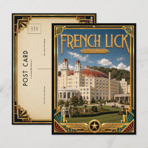 Postal French Lick Indiana Arte Vintage Art Déco Edad de 