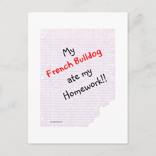 Postal Frenchie Ate My Homework (Anverso)