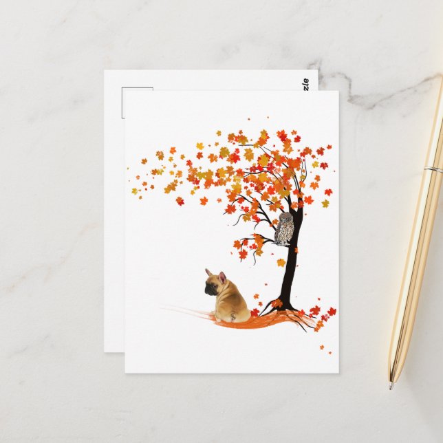 Postal Frenchie My Spirit Animals Owl Frenchie Amantes (Anverso/Reverso In Situ)