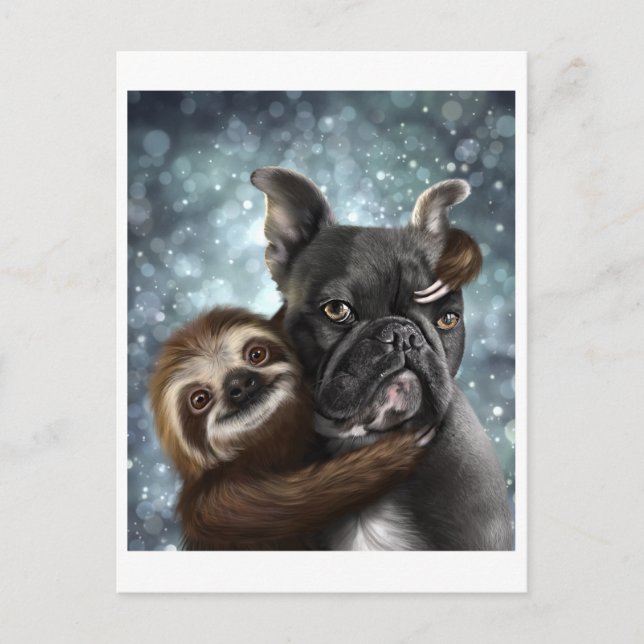 Postal ¡Frenchie recibiendo un abrazo eslovaco! (Anverso)