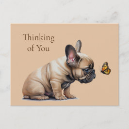 Postal Frenchie y Butterfly pensando en ti