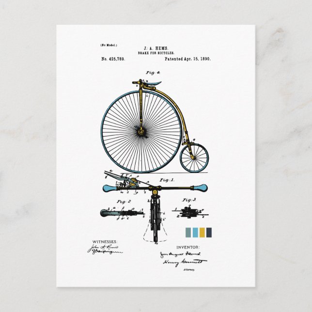 Postal Freno Para Bicicletas - Coloración De La Patente J (Anverso)