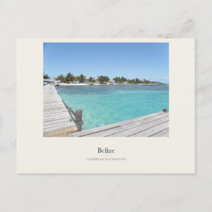 Postal Frente al mar Caribe de Belice y muelle de madera