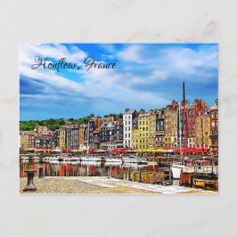 Postal Frente al puerto de Honfleur en Normandía, Francia