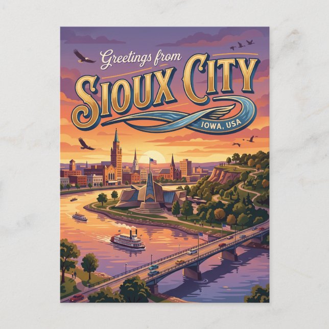 Postal Frente al río de Sioux City EE. UU. (Anverso)