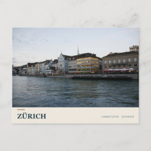 Postal Frente al río Limmat en Zúrich