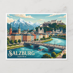 Postal Frente al río Salzburgo Austria