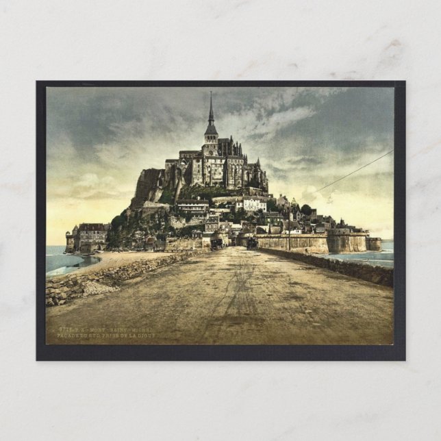 Postal Frente al sur del dique, Mont St. Michel, Francia (Anverso)