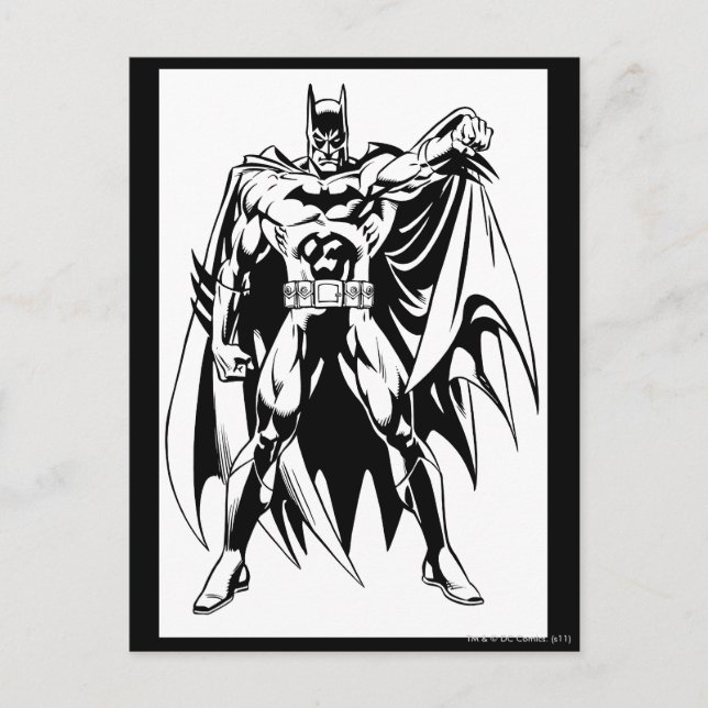 Postal Frente blanco y negro de Batman (Anverso)