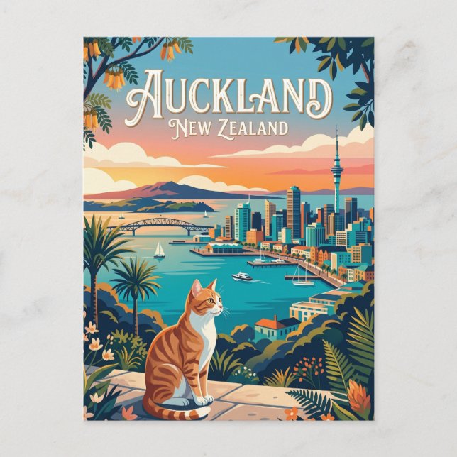 Postal Frente marítimo de Auckland Nueva Zelanda (Anverso)