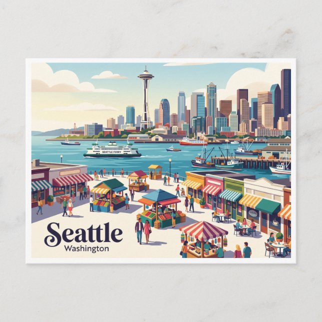 Postal Frente marítimo de Seattle Washington (Anverso)