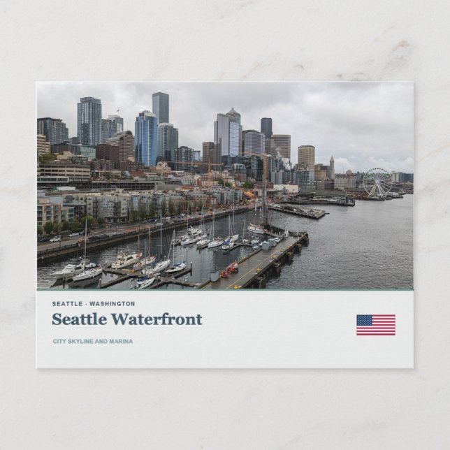 Postal Frente marítimo y marina de Seattle (Anverso)