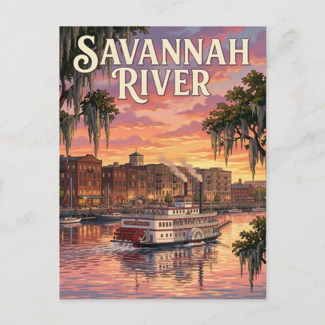 Postal Frente ribereño de Savannah (Anverso)