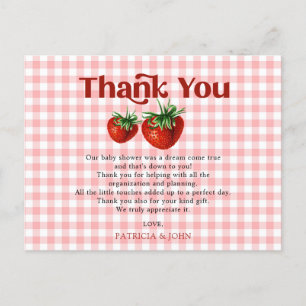 Postal Fresa Berry Sweet Baby Shower Gracias