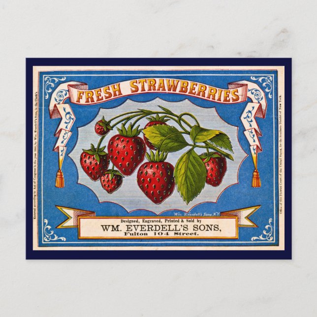 Postal Fresa de fresa de época 1868 (Anverso)