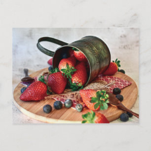 Postal Fresas Blueberries Frutos y dulces
