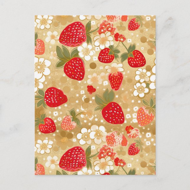 Postal Fresas Chiyogami (Anverso)