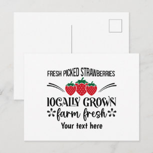 Postal Fresas frescas de granja adorables personalizables