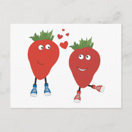 Postal Fresas Graciosas Y Enamoradas