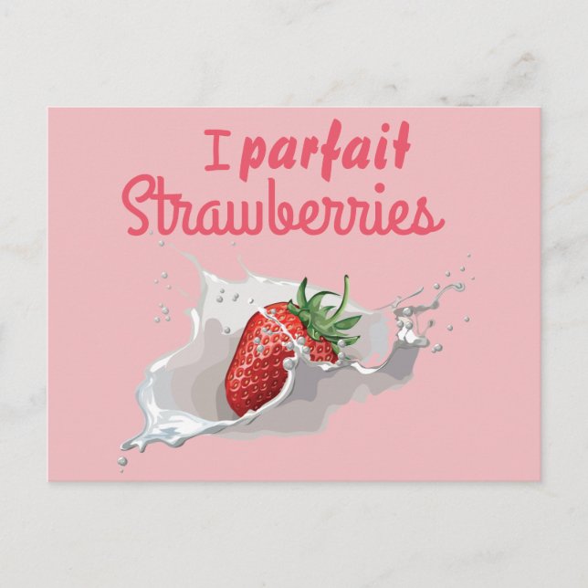 Postal Fresas "Parfait" Cita Divertida (Anverso)