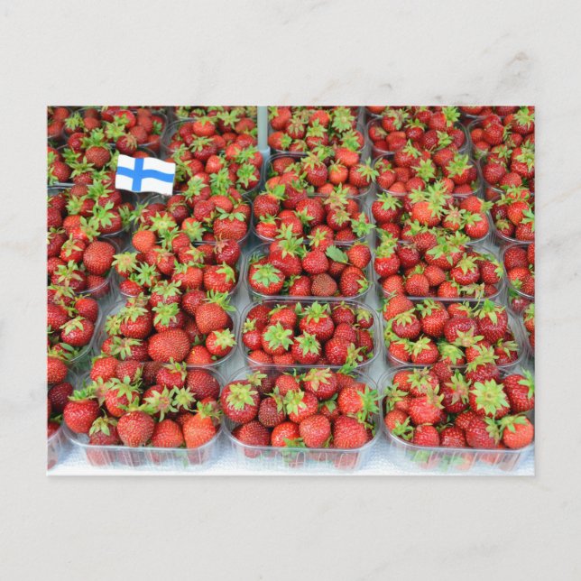 Postal Fresas, Plaza del Mercado, Helsinki, Finlandia (Anverso)