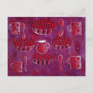 Postal Fresas y pintura con crema