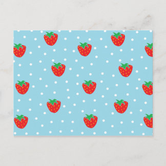 Postal Fresas y puntos de polka azules