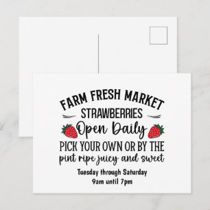 Postal Frescas de granja, elige tus propias fresas person