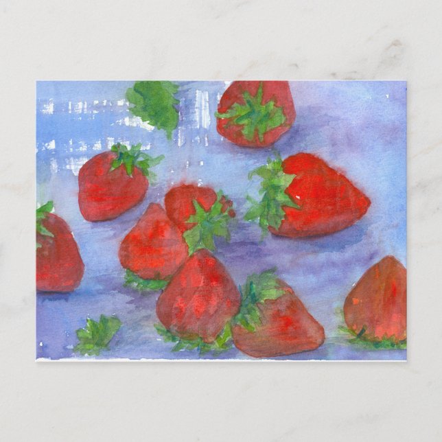 Postal Frescas frescas frescas Fresas Pintado de frutas e (Anverso)