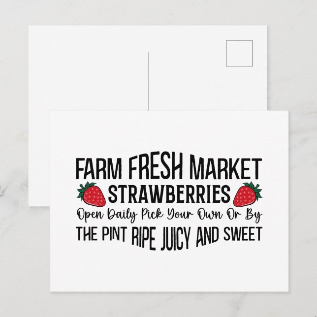 Postal Frescas y lindas fresas de granja  (Anverso / Reverso)