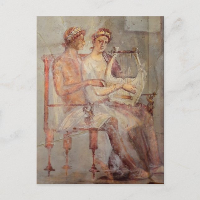 Postal Fresco de una lección de música, Pompeya (Anverso)
