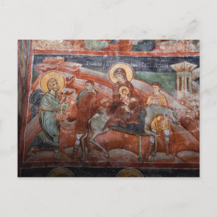 Postal Frescos de la Iglesia Serbia del siglo XIV,