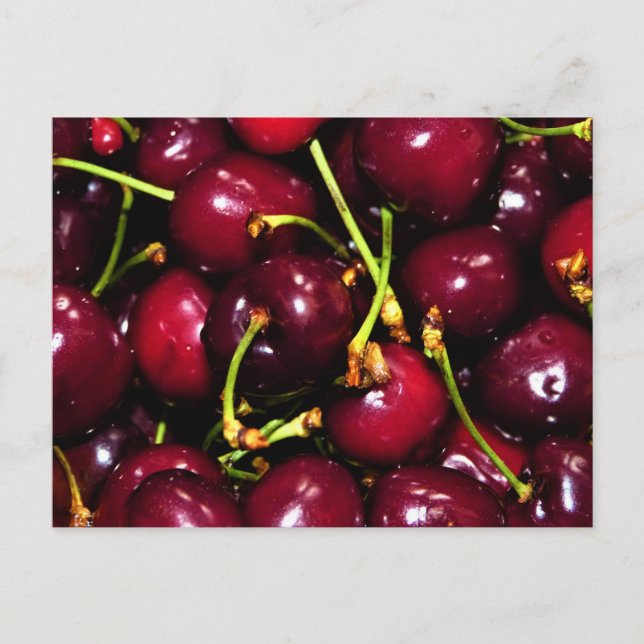 Postal Fresh Juicy Cherries with Water Drops (Anverso)