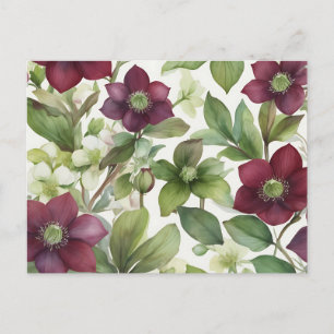 Postal Fresia floral elegante púrpura acuarela 