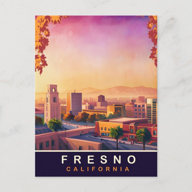 Postal Fresno, California, City Skyline, Travel (Anverso)
